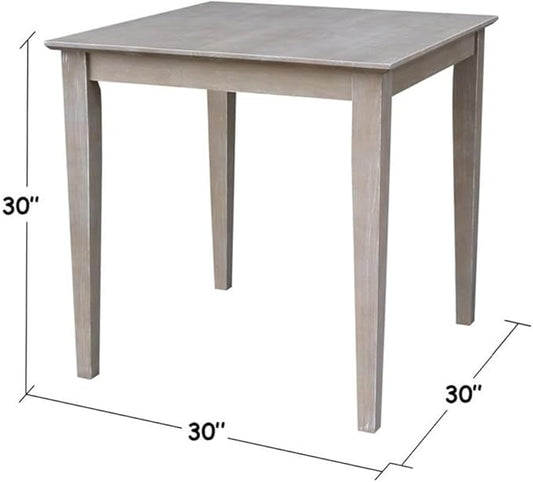 International Concepts Solid Wood Top Table - Dining Height, Washed Gray Taupe