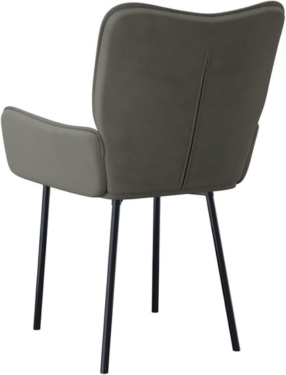 Dark Grey Velvet Dining Chairs Set of 2, Modern Accent Chairs for Kitchen Dining Room, Compact Velvet Upholstered Furniture with Sturdy Metal Frame