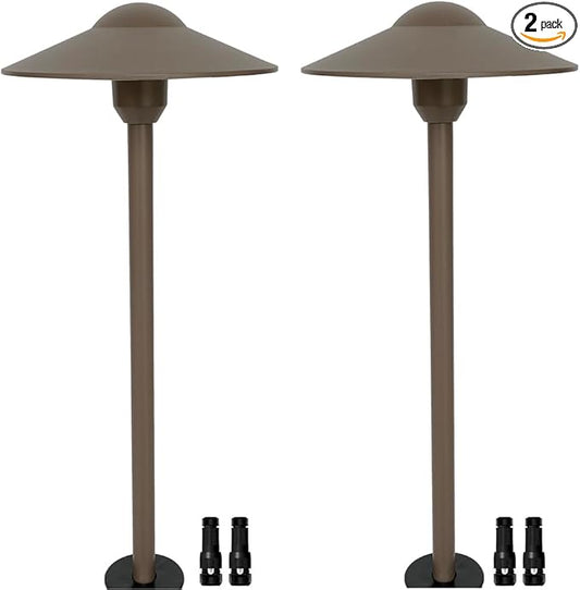 Low Voltage Path Lighting Cast Aluminum Construction for Outdoor Walkway Area Garden Yard Pathway Landscape Lighting,Replaceable 3W G4 LED Bulb Warm White Textured Bronze Finish Pack of 2