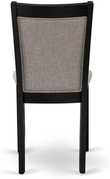 East West Furniture MZC6T06 Monza Parson Chairs - Shitake Linen Fabric Padded Dining Chairs, Set of 2, Wirebrushed Black