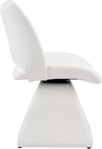 360° Swivel Dining Chair with Curved High Backrest, Comfy Faux Leather Kitchen Chair with Solid Wood Frame, Upholstered Seat for Kitchen Island Desk Living Room(White)