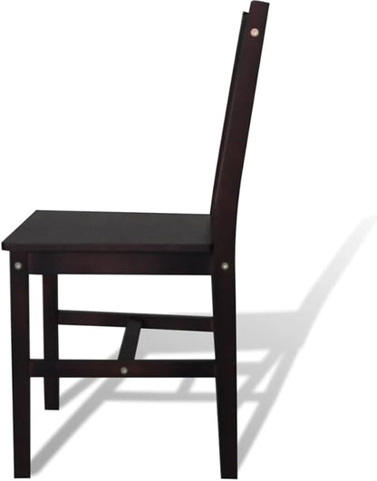 Dark Brown Solid Pine Wood Dining Chairs Set of 2 Ergonomic Farmhouse Kitchen Chairs for Dining Room Modern Accent Furniture 16.3W x 33.9H