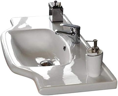 CeraStyle 081200-U-One Hole Yeni Klasik Rectangular Ceramic Wall Mounted/Self Rimming Bathroom Sink, White