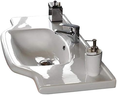 CeraStyle 081200-U-One Hole Yeni Klasik Rectangular Ceramic Wall Mounted/Self Rimming Bathroom Sink, White