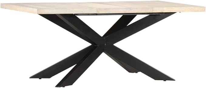 Rectangular Dining Table, Solid Bleached Mango Wood Kitchen Island, 70.9 Inch Spacious Design for Indoor Dining Room Spaces