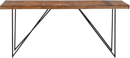 Industrial Style Solid Acacia Wood and Steel Dining Table Natural Black Rectangular 70.9x35.4x29.9in Large Size for Kitchen Dining Room Family Gatherings
