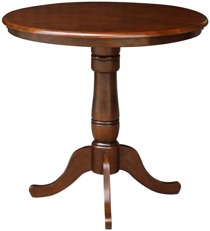 IC INTERNATIONAL CONCEPTS 36" Solid Wood Round Top Pedestal Table with 12" Leaf - 34.9" H - Espresso