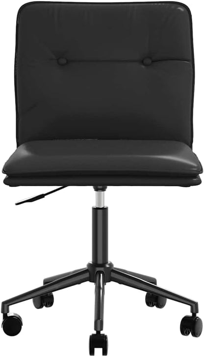Set of 2 Black Adjustable Dining Chairs Faux Leather with Matte Metal Legs 31.9-35 in Height Modern Accent Seating for Dining Room Living Room Kitchen