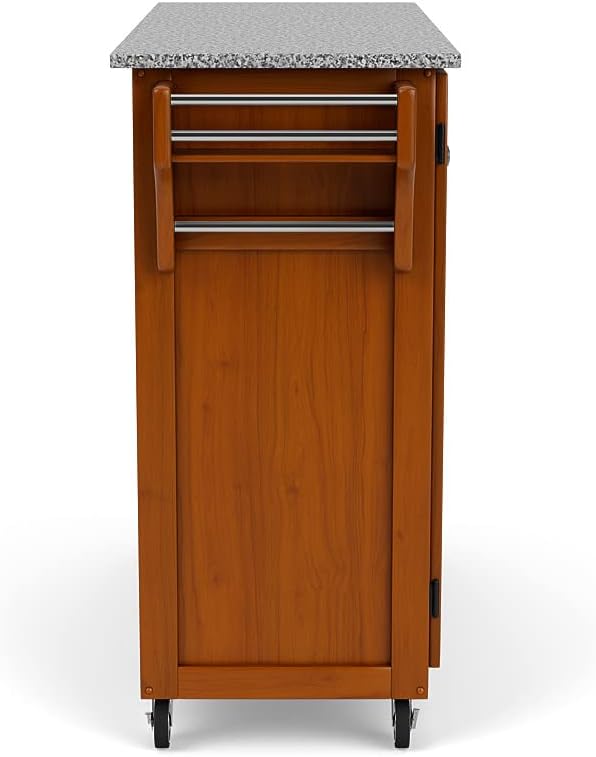 Home Styles Large Mobile Create-a-Cart Warm Oak Finish Two Door Cabinet Kitchen Cart with Salt and Pepper Granite Top, Adjustable Shelving, Four Large Utility Drawers