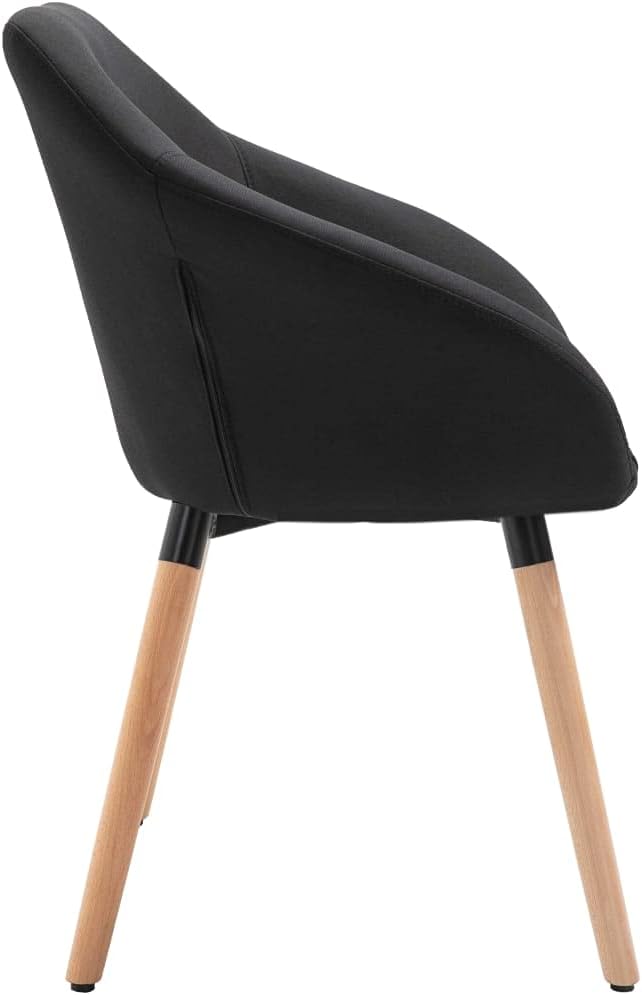 Set of 6 Black Fabric and Solid Wood Dining Chairs Ergonomic Design Modern Style for Dining Room Kitchen Living Room Furniture