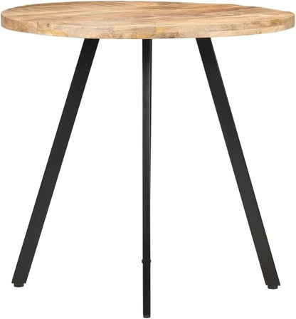 29.5-Inch Round Dining Table Natural Rough Mango Wood Top & Powder-Coated Iron Legs Small Dining Room Table Seats 4 Compact Modern Kitchen Island Table for Apartment and Home