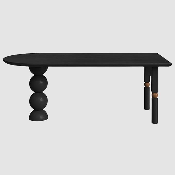 Dining Table, Solid Wood Dining Table with Orb Legs, Game Table, Multipurpose C Table, Mid-Century Modern Dining Table for Living Room,Kitchen,Conference Room,Small
