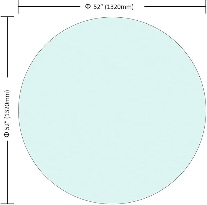 52" Clear Round Glass Table Top, Thick Tempered Glass with Smooth Polished Edge – Ideal for Kitchen, Living Room, Office or Patio Table Replacement