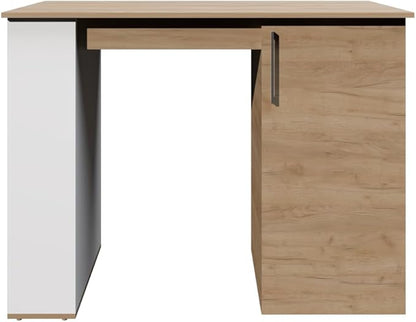 GOWE Allen 47" Wide Kitchen Island One Cabinet and Five Shelves, Bar Table, Dinning Table. Pub Table White- Natural Oak
