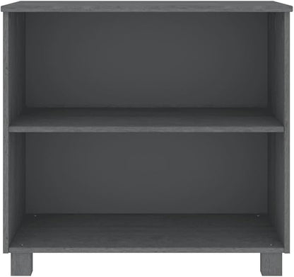 Dark Gray Pine Wood Sideboard 33.5"x13.8"x31.5" Solid Wood Buffet Cabinet with 2 Shelves for Coffee Bar Kitchen Storage Dining Room Entryway