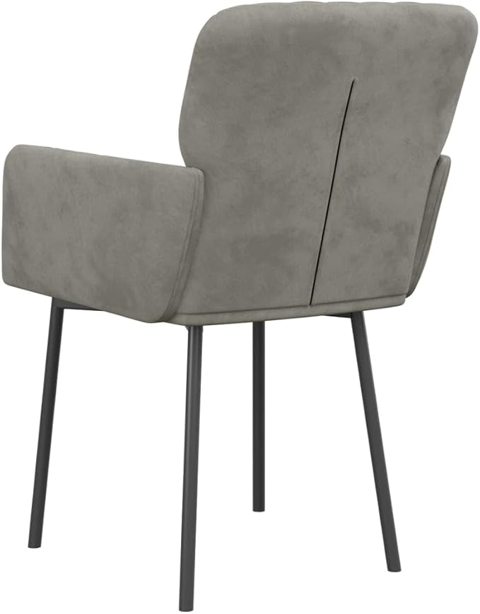 Light Grey Velvet Dining Chair Set of 2 Modern Accent Chairs Ergonomic 19W 16.9D 17.3H for Kitchen Dining Room Living Room Small Space Comfortable Upholstered Seat