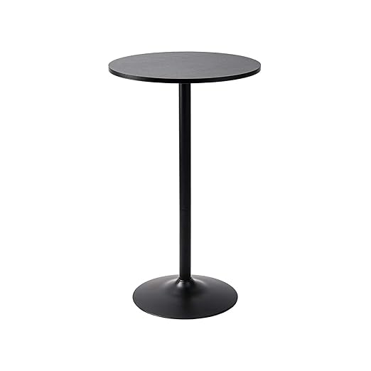 Pearington Santina Round Cocktail Bar, Pub and Bistro High Table with Black Top and Base, 1-Pack