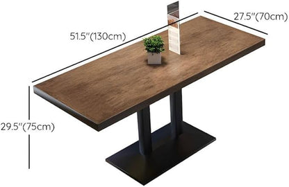 Commercial Dining Table, Metal Industrial Pedestal Dining Wood Top Table Kitchen Dining Room Minimalist Cafes Tea Shops Restaurant Rectangular Square Tables with Iron Legs
