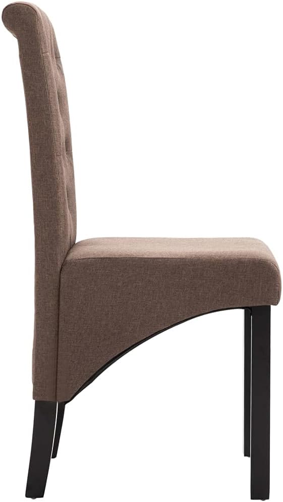 Dining Chairs 2-Piece Set Brown Fabric Upholstered Rubber Wood Frame Modern Farmhouse Kitchen Furniture for Dining Room and Home Decor