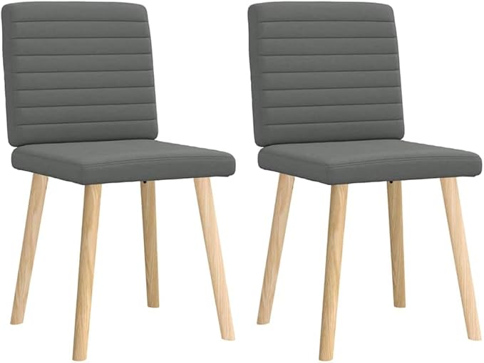 Dining Chair Set of 2 Dark Grey Upholstered Modern Accent Chairs 8.2 x 6.9 x 13.3 in Solid Rubber Wood Legs 242.5 lb Capacity for Kitchen Dining Room Living Room