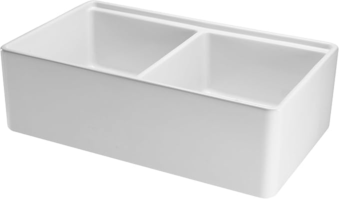 VEVOR 33x20 inch Farmhouse Sink, White Sink Workstation, Fireclay Undermount Basins, Apron Front Double Bowl Basin with Multiple Accessories, Large Capacity Household Dishwasher Sinks for Kitchen