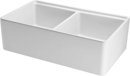 VEVOR 33x20 inch Farmhouse Sink, White Sink Workstation, Fireclay Undermount Basins, Apron Front Double Bowl Basin with Multiple Accessories, Large Capacity Household Dishwasher Sinks for Kitchen