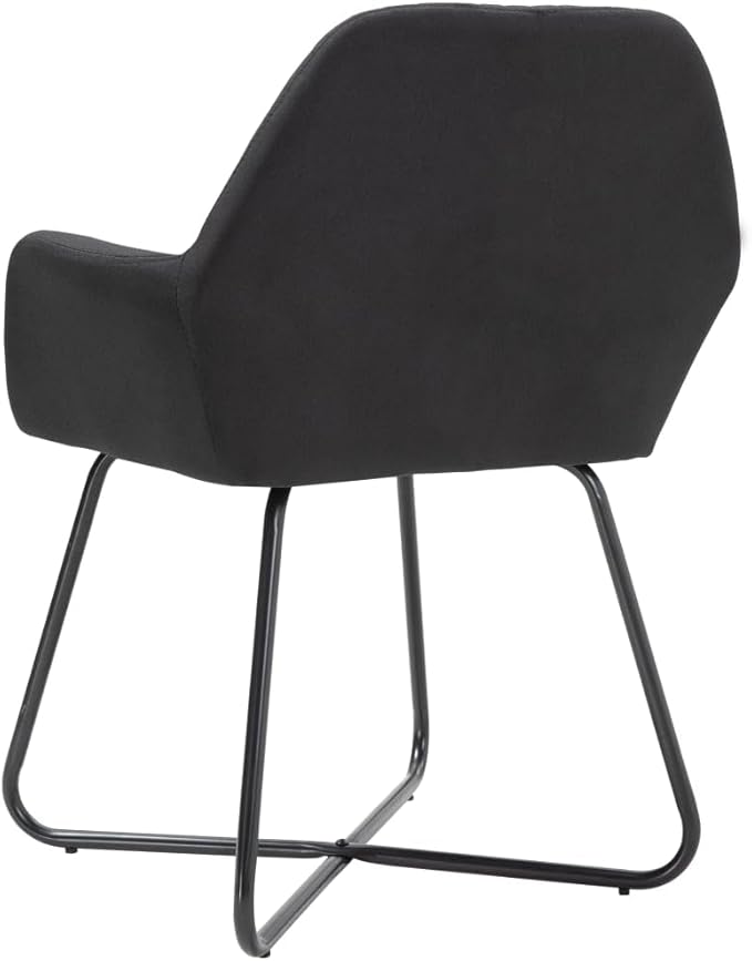 Black Dining Chair Set of 2 Modern Accent Seats with Powder-Coated Steel Frame 9.4 x 9.4 x 13 in No-Assembly Comfortable Upholstered Fabric for Kitchen Dining or Living Room