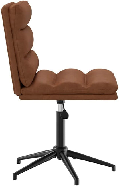 Brown Faux Leather Dining Chair with Adjustable Height - Modern Accent Chair for Kitchen Living Room Farmhouse - Sturdy Metal Wood Frame Comfortable Foam Seat