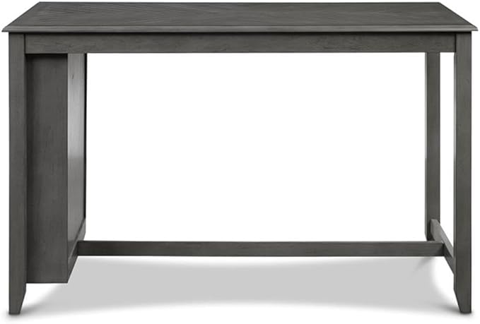 New Classic Furniture Amy Kitchen Counter Island Dining Table for 4 with Storage Shelf & USB Chargers, Contemporary Gray