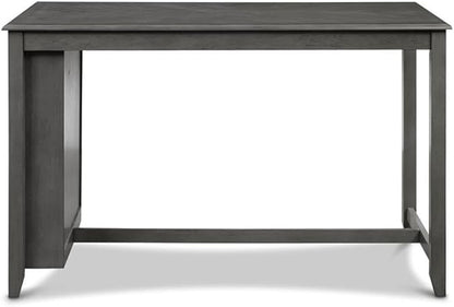 New Classic Furniture Amy Kitchen Counter Island Dining Table for 4 with Storage Shelf & USB Chargers, Contemporary Gray