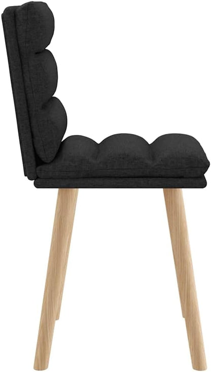 Modern Dining Chairs Set of 2 Black Fabric Upholstered Kitchen Chairs with Foam Cushion, Rubber Wood Frame for Dining Room Living Room Farmhouse Decor
