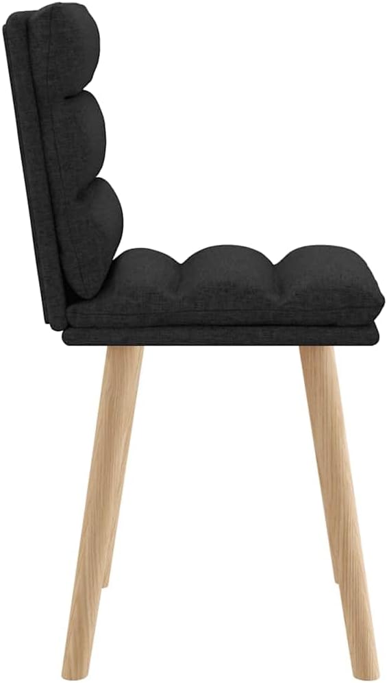 Modern Dining Chairs Set of 2 Black Fabric Upholstered with Solid Wood Frame, Comfortable Kitchen and Living Room Furniture for Farmhouse Home Decor