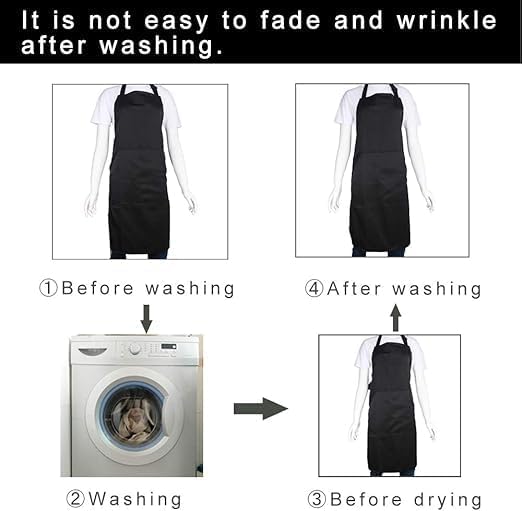 BIGHAS Adjustable Bib Apron with Long Ties for Women Men 18 Colors Chef Kitchen Cooking