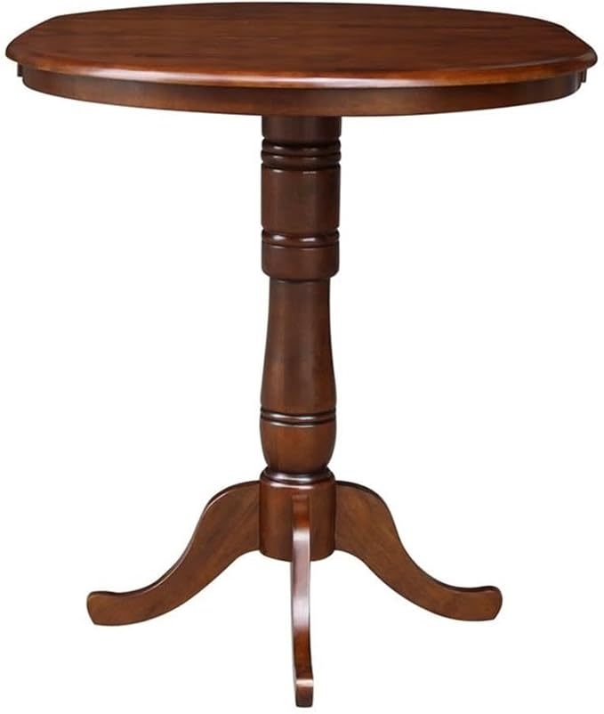 IC INTERNATIONAL CONCEPTS 36" Solid Wood Round Top Dining Table with 12" Leaf in Espresso