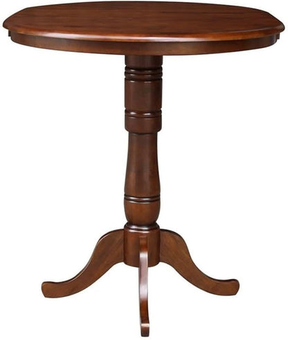 IC INTERNATIONAL CONCEPTS 36" Solid Wood Round Top Dining Table with 12" Leaf in Espresso