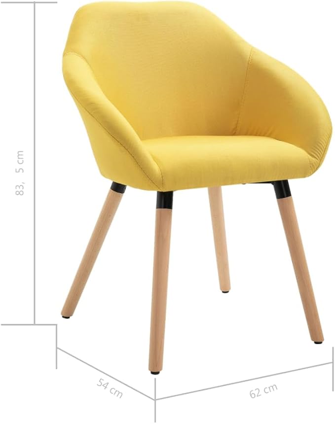 Yellow Dining Chairs Set of 4, Modern Farmhouse Kitchen Chairs with Padded Armrests, Polyester Upholstered Solid Wood Indoor Furniture for Dining Room Kitchen