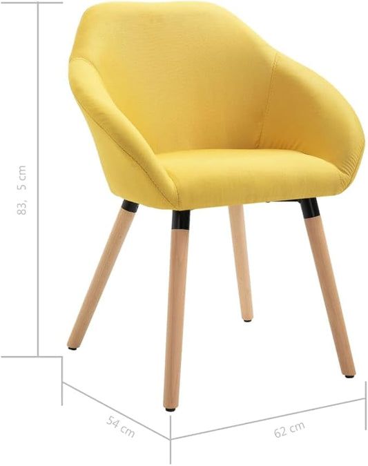 Yellow Dining Chairs Set of 4, Modern Farmhouse Kitchen Chairs with Padded Armrests, Polyester Upholstered Solid Wood Indoor Furniture for Dining Room Kitchen