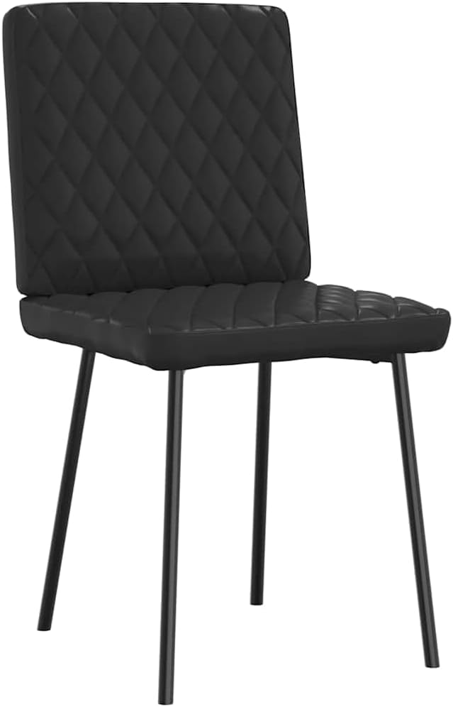 Modern Dining Chairs 2 Pack Black Faux Leather Upholstered Kitchen Chairs with Sturdy Metal Frame for Dining Room, Living Room, Bedroom