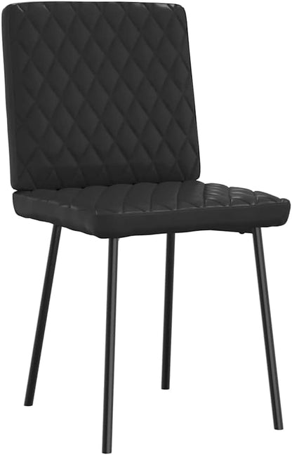 Modern Dining Chairs Set of 2 Black Faux Leather Accent Chairs Sturdy Kitchen Furniture for Dining Room Living Room