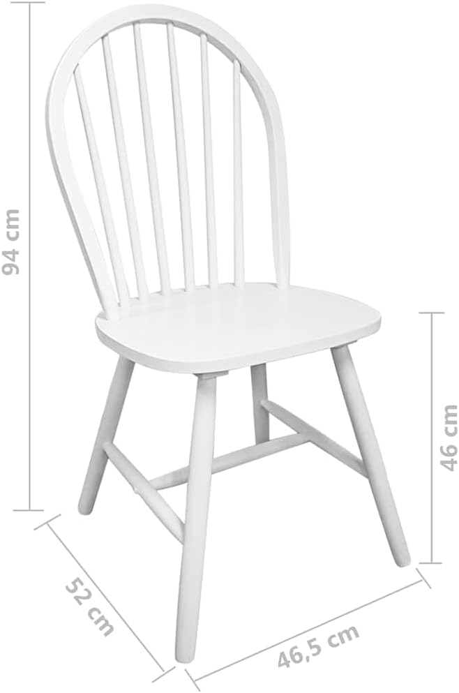 Set of 4 White Solid Rubber Wood Dining Chairs 20.5"x18.3"x37" Matte Finish Modern Farmhouse Seating for Dining Room Kitchen Living Room