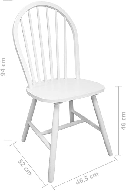 Set of 4 White Solid Rubber Wood Dining Chairs 20.5"x18.3"x37" Matte Finish Modern Farmhouse Seating for Dining Room Kitchen Living Room