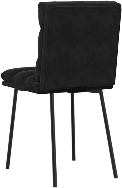 Modern Dining Chairs Set of 2 Black Velvet Upholstered Accent Chairs with Metal Frame for Kitchen Living Room Bedroom