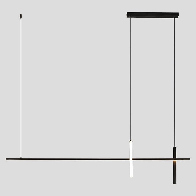 KCO Pendant Light, Modern Linear LED Island Light Fixture, Dimmable, Black, 39.4x63 inches, Kitchen Island, Living Room, Bedroom, Industrial
