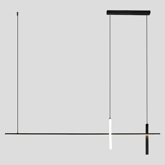 KCO Pendant Light, Modern Linear LED Island Light Fixture, Dimmable, Black, 39.4x63 inches, Kitchen Island, Living Room, Bedroom, Industrial