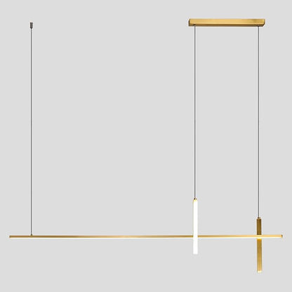 KCO Gold Linear Pendant Lighting Modern LED Dimmable Chandelier Kitchen Island Light Mid Century Sputnik Chandelier Minimalist Adjustable Hanging Lamp for Dining Living Room