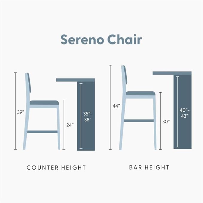 Plank+Beam Sereno Counter Stool, 24", Set of 2, Sturdy Wood Modern Kitchen Counter Height Stool, Upholstered Cushion Counter Chair with Back, Walnut/Ivory