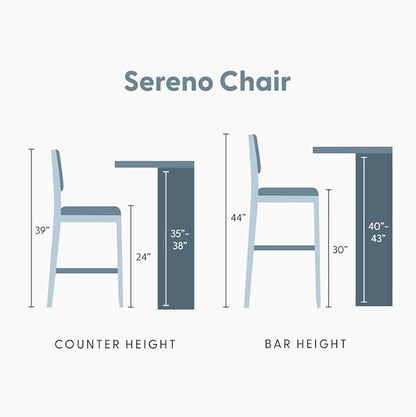 Plank+Beam Sereno Counter Stool, 24", Set of 2, Sturdy Wood Modern Kitchen Counter Height Stool, Upholstered Cushion Counter Chair with Back, Walnut/Ivory