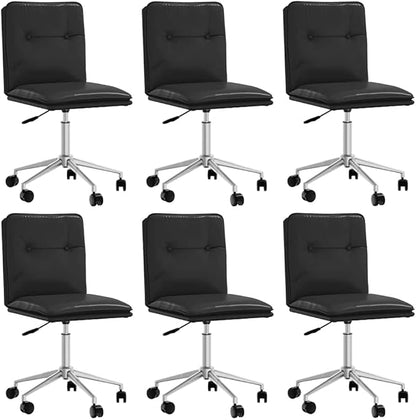 Set of 6 Black Faux Leather Dining Chairs, Modern Accent Seats 16.3" Seat Depth, Matte Finish Plywood & Metal Frame, 242.5 lb Capacity for Kitchen, Dining Room or Living Room