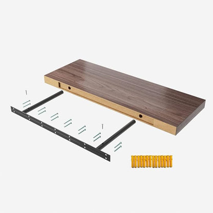 Floating Shelf, Set of 1 Wall Shelf, 24 in W x 12.75 in D x 2 in H Wooden Floating Wall Shelf with Invisible Brackets for Living Room/Bedroom/Bathroom/Kitchen Storage and Decor, Walnut