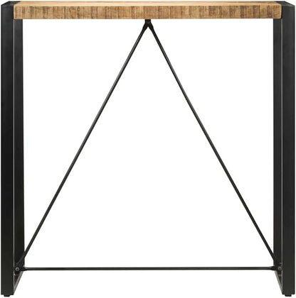 Rustic Brown Mango Wood Bar Table 43.3 inch Rectangle Counter Height Dining Kitchen Island, Heavy-Duty Steel Legs, Small Space Modern Coffee Bistro High Top for Living Dining Room